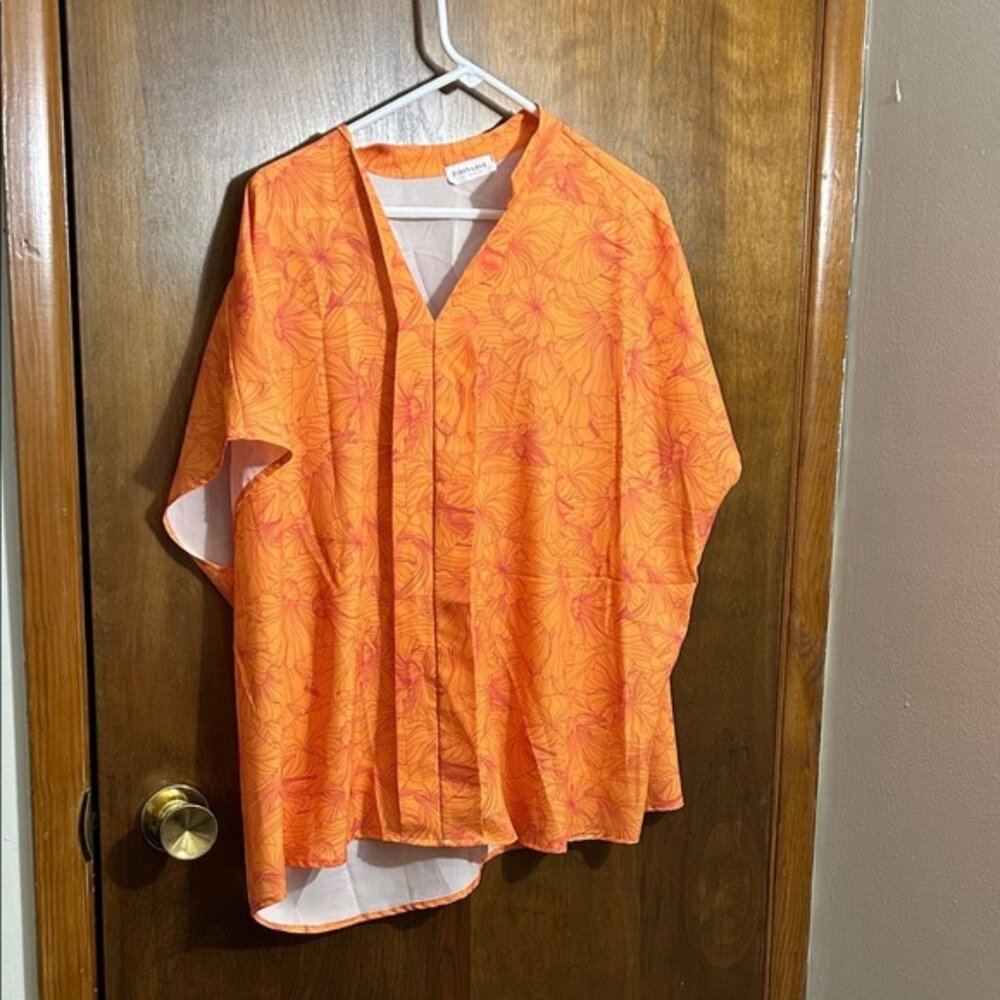 First Love Orange and Pink Floral Shirt